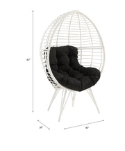 Galzed - Patio Lounge Chair - Black Fabric & White Wicker - R&R Furniture Gallery (Fountain Valley, CA)