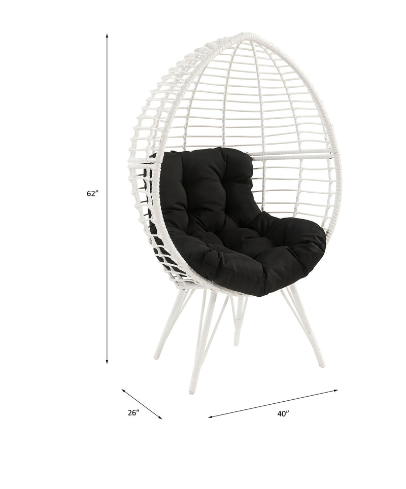 Galzed - Patio Lounge Chair - Black Fabric & White Wicker - R&R Furniture Gallery (Fountain Valley, CA)