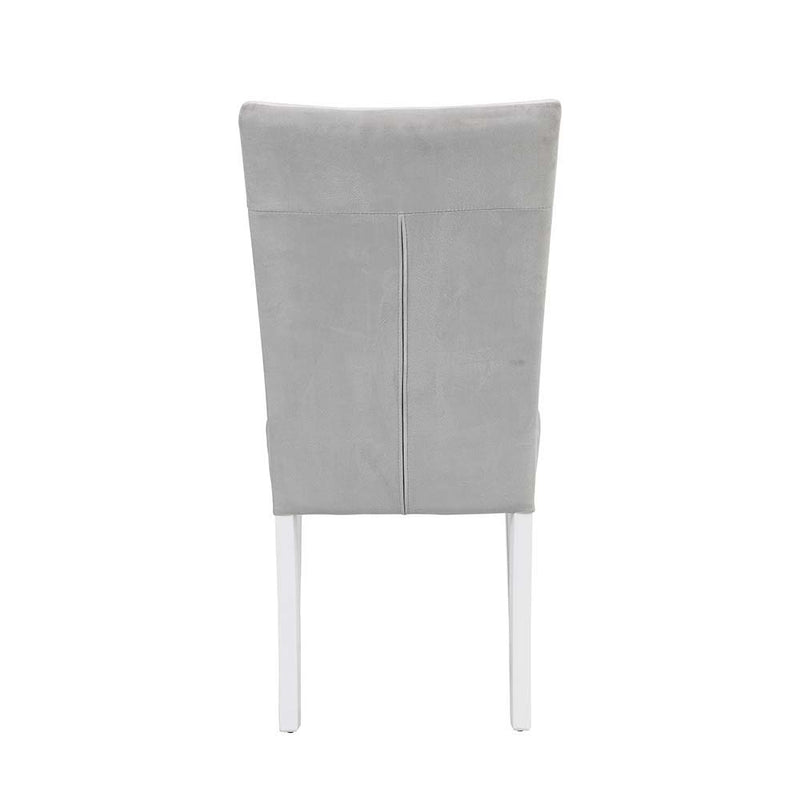 Elizaveta - Side Chair (Set of 2) - Gray Velvet &White High Gloss - R&R Furniture Gallery (Fountain Valley, CA)