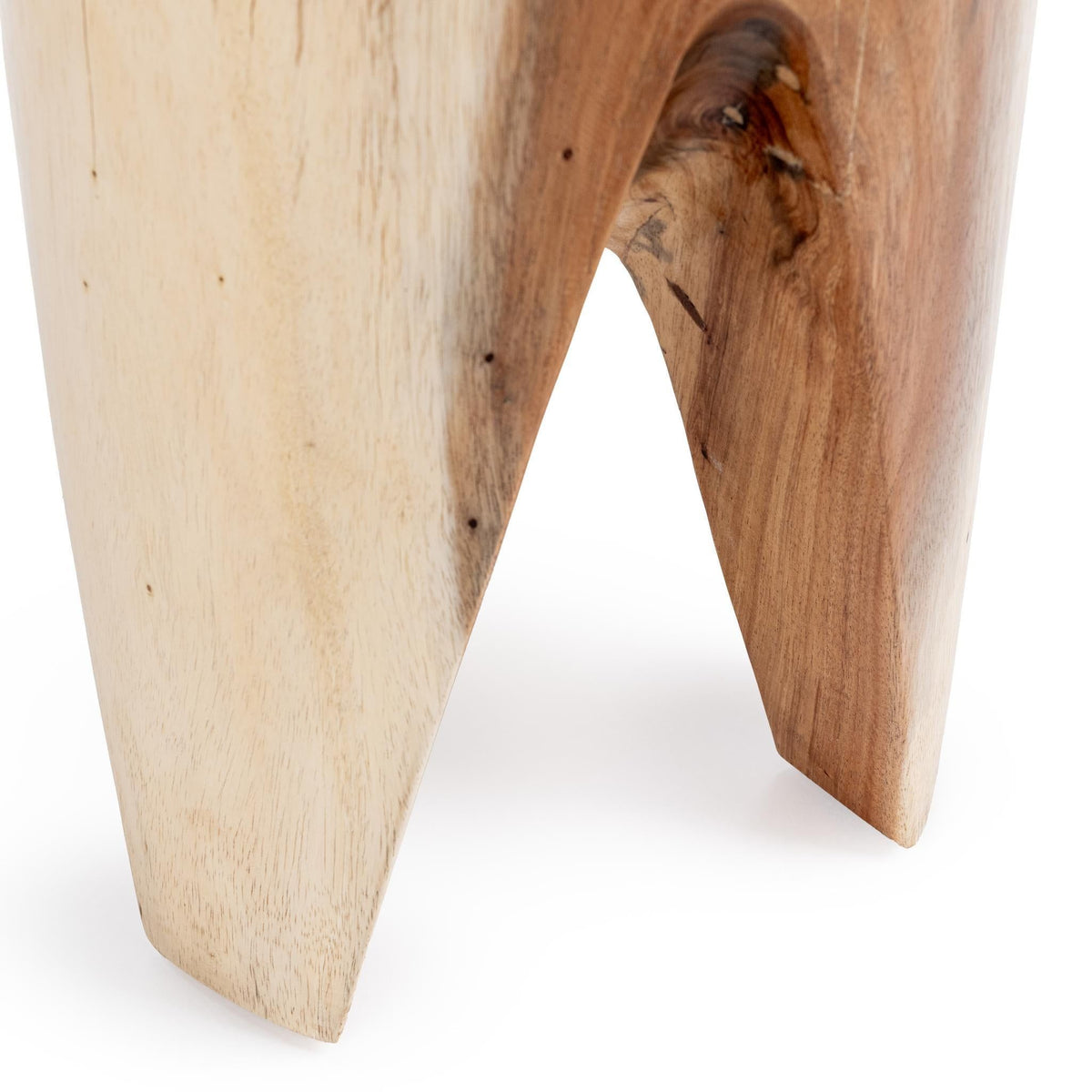 Classic Home Vela accent table with a round wooden top and sleek black metal legs, perfect for living room or bedroom decor.