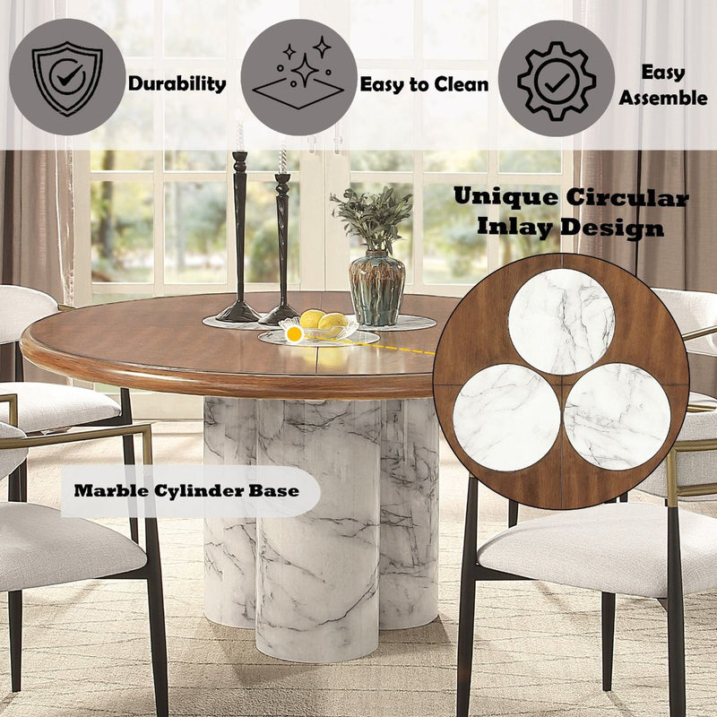 Harvey - Round Dining Table - Brown - R&R Furniture Gallery (Fountain Valley, CA)
