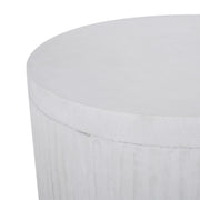 Antique white outdoor patio end table by Noble House with a simple, sturdy design perfect for outdoor seating areas.