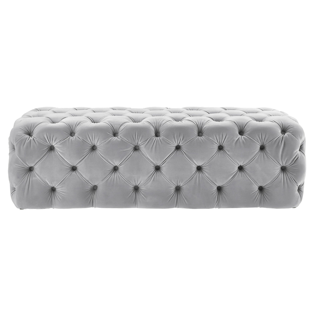 Velvet Kaylee ottoman by TOV Furniture featuring a plush upholstered design and modern style for living room decor.