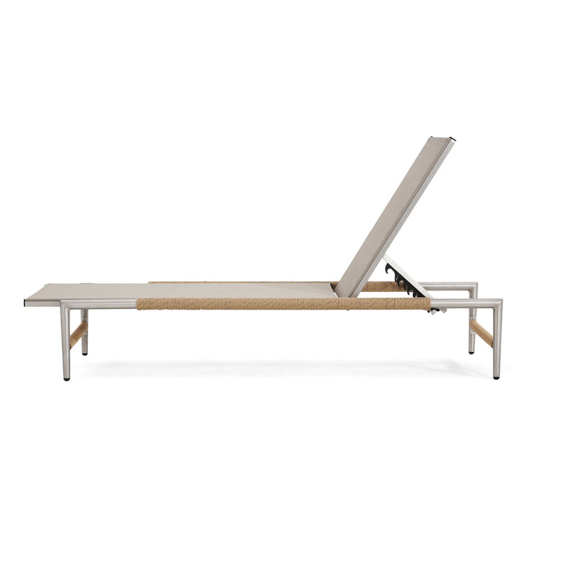 Hargrove - Outdoor Patio Aluminun Chaise Lounge, Outdoor Mesh Seat - Natural / Silver - R&R Furniture Gallery (Fountain Valley, CA)