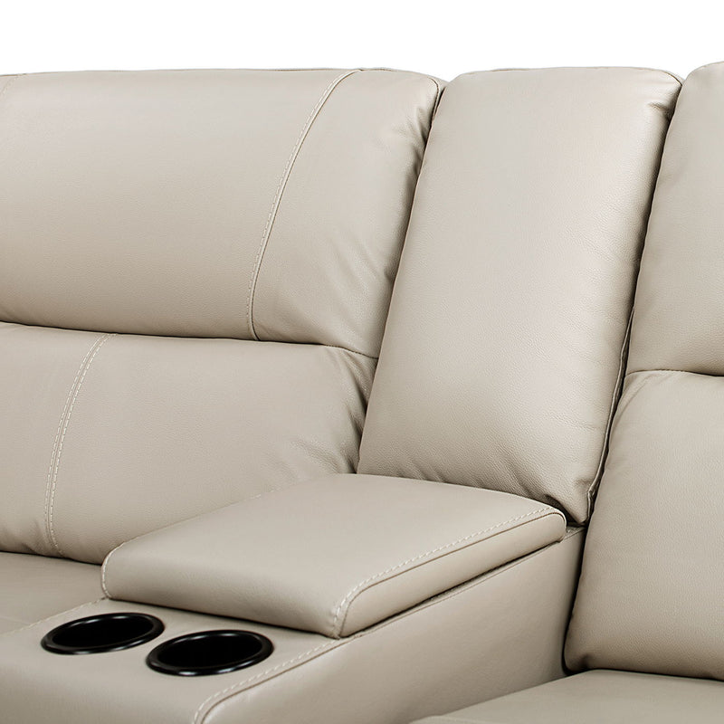 Malibu - Modern Power Motion 3 Piece Reclining Loveseat Sofa With Cup Holders - Cream Taupe Beige - R&R Furniture Gallery (Fountain Valley, CA)