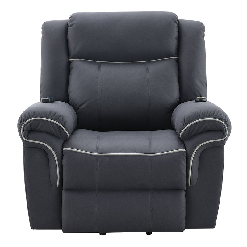 Domana - Power Recliner With Lift & Heating & Massage - Dark Blue Fabric - R&R Furniture Gallery (Fountain Valley, CA)