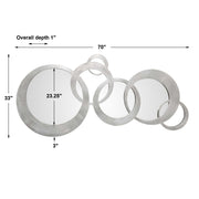 Uttermost Odiana modern mirror with silver metallic frame, wall-mounted decor reflecting contemporary style.