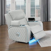 Elonzo - Power Motion Recliner With LED, Power Headrest & Speaker - Light Gray - R&R Furniture Gallery (Fountain Valley, CA)