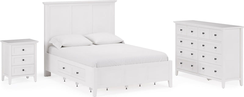 Grace Three Drawer Nightstand in Snowfall White