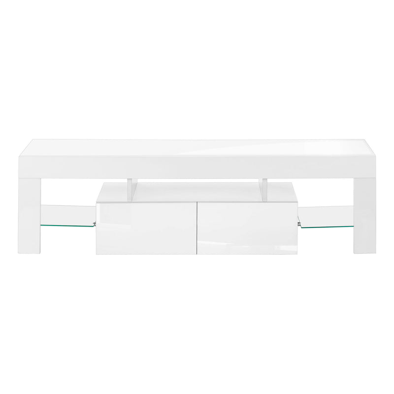TV Stand, Console, Media Entertainment Center, Storage Cabinet, Glossy Contemporary & Modern - White - R&R Furniture Gallery (Fountain Valley, CA)
