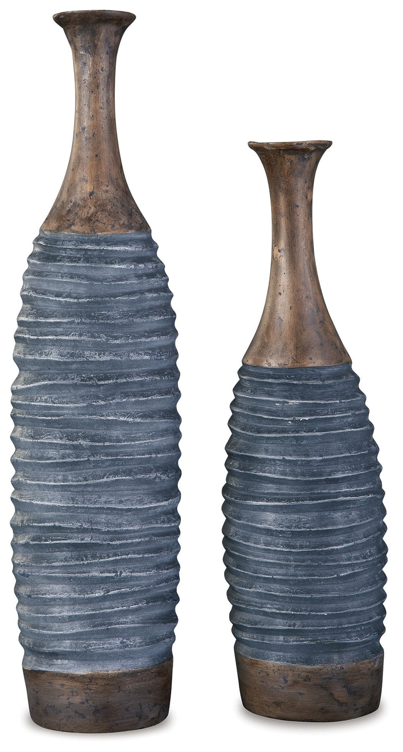 Blayze - Vase Set (Set of 2) - Antique Gray / Brown - R&R Furniture Gallery (Fountain Valley, CA)