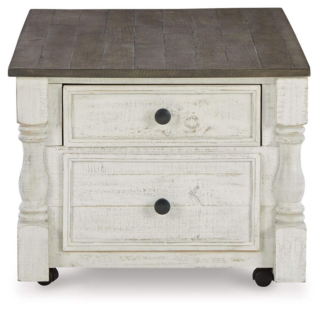 Havalance - Lift Top Cocktail Table with Storage Drawers - White / Gray - R&R Furniture Gallery (Fountain Valley, CA)