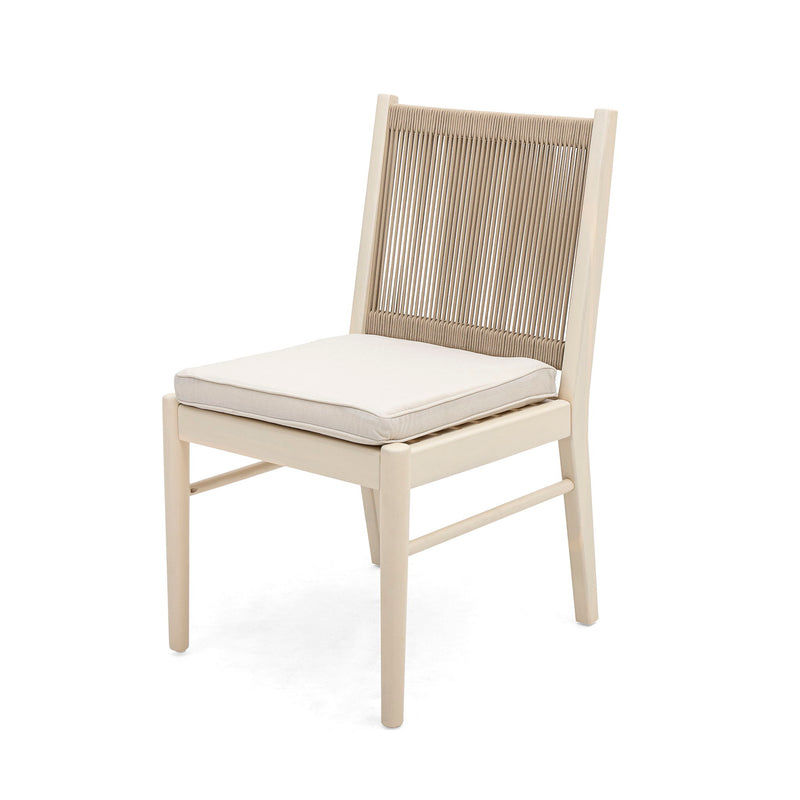 Cordoba - Dining Chair (Set of 2) With Acacia Wood Frame And Water Repellent Fabric - Beige / Yellow - R&R Furniture Gallery (Fountain Valley, CA)