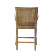 Cane Back Counter Stool With Upholstered Seat - Cream / Reclaimed Natural - R&R Furniture Gallery (Fountain Valley, CA)