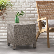 Noble House minimalist accent side table with a sleek wooden top and metal legs, modern design for living room decor.