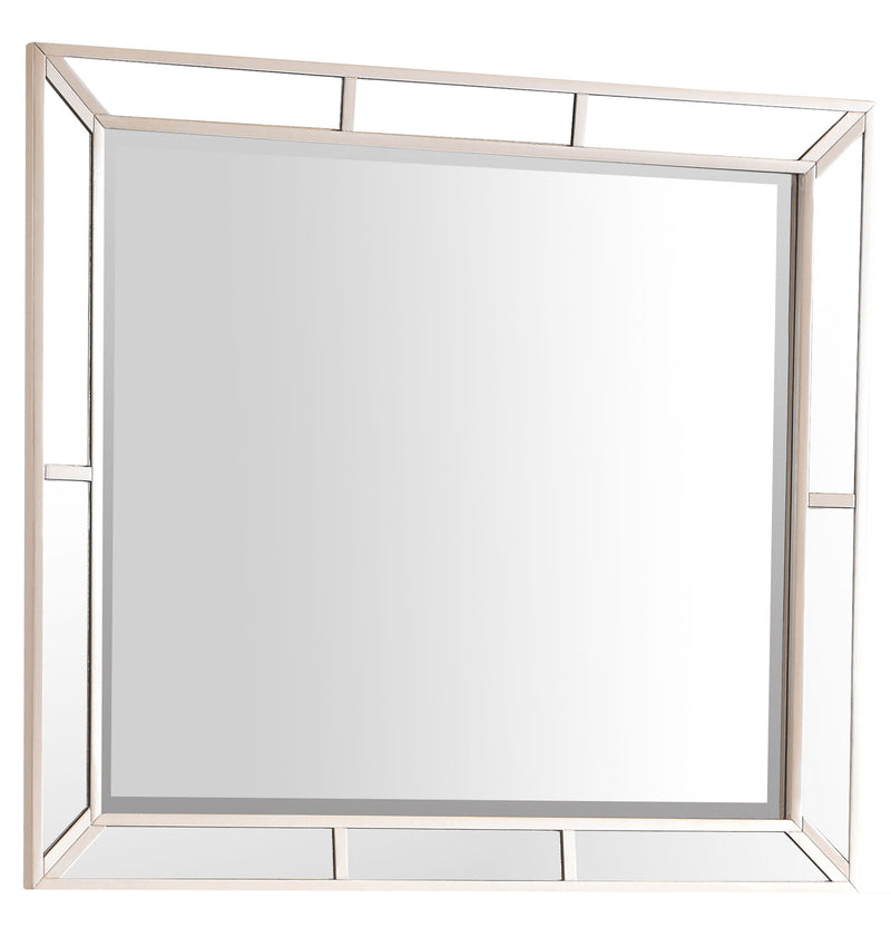 Elegant contemporary mirror by Glory Furniture featuring a sleek, modern design with a large reflective glass surface.