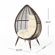 Cutter Teardrop Patio Chair With Water Resistant Cushion - Multi / Brown / Beige - R&R Furniture Gallery (Fountain Valley, CA)