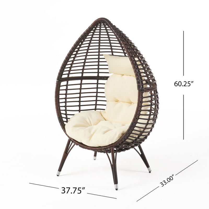 Cutter Teardrop Patio Chair With Water Resistant Cushion - Multi / Brown / Beige - R&R Furniture Gallery (Fountain Valley, CA)