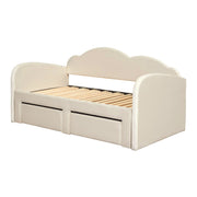 Upholstered Daybed With Cloud-Shaped Backrest, Trundle & 2 Drawers And USB Ports - R&R Furniture Gallery (Fountain Valley, CA)