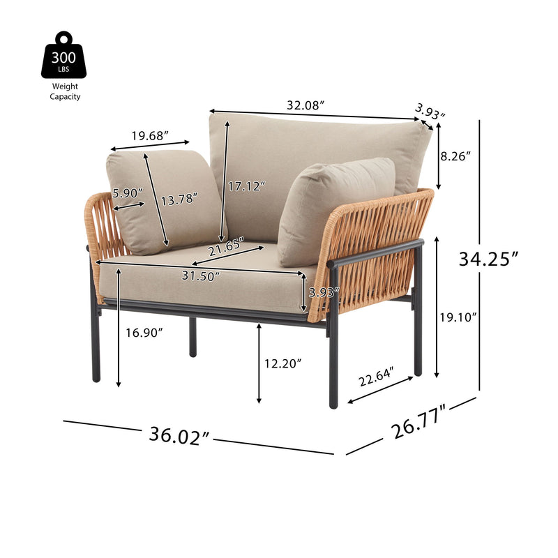 Rope Lounge Chair With Cushions For Modern Spaces - R&R Furniture Gallery (Fountain Valley, CA)