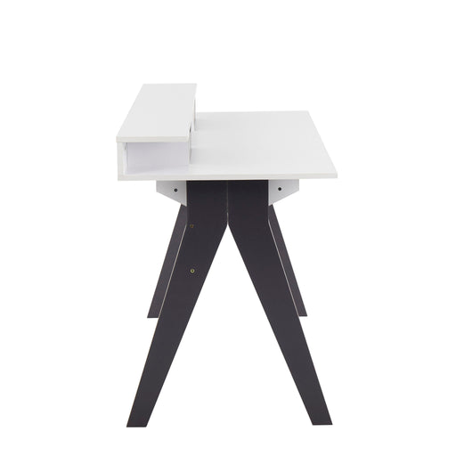 Lumi Source Wishbone contemporary desk with lift top in gray and white, modern design suitable for home or office workspace.