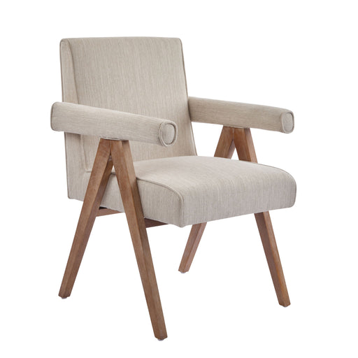 Contemporary Poppy Fabric Dining Armchair With Rubberwood Legs - R&R Furniture Gallery (Fountain Valley, CA)