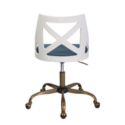Lumi Source Charlotte Farmhouse Task Chair in antique copper, white, and blue with a swivel design and cushioned seat.