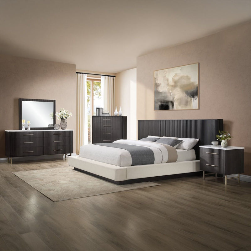 Clayten - Queen Bed - Beige / Espresso - R&R Furniture Gallery (Fountain Valley, CA)