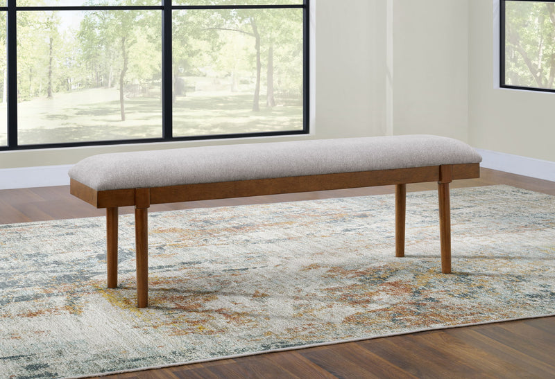Lyncott - Large Upholstered Dining Room Bench - Gray / Brown - R&R Furniture Gallery (Fountain Valley, CA)