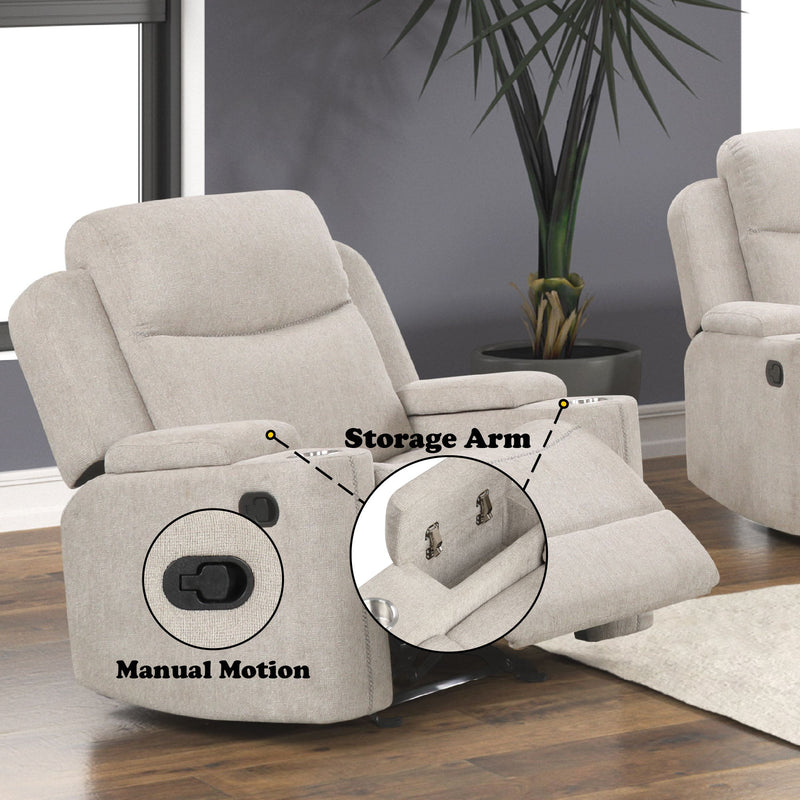 Galya - Motion Glider Recliner - Light Gray