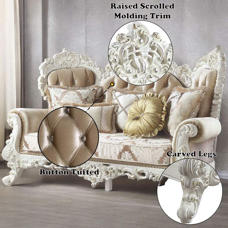 Vanaheim - Loveseat With 5 Pillows - Fabric & Antique White - R&R Furniture Gallery (Fountain Valley, CA)