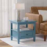 Handcrafted Warm Shaker coffee table by Simpli-Home with a smooth wooden surface and sturdy legs in a cozy design.