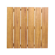 Outdoor square side table with slatted teak top and wood frame by Noble House, ideal for patio or garden seating areas.