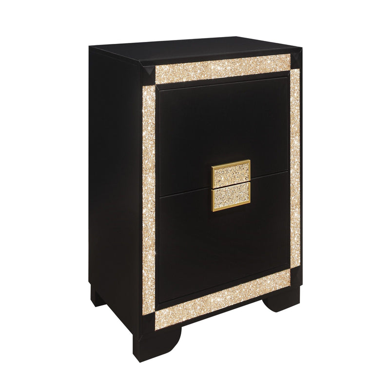 Lively - Nightstand With Glitter Detail And Thick Bar Handle Hardware - Black - R&R Furniture Gallery (Fountain Valley, CA)
