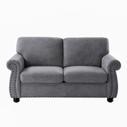 Soft Loveseat, Upholstered 2 Seater Couch, Loose Back Cushions And Turned Legs - R&R Furniture Gallery (Fountain Valley, CA)