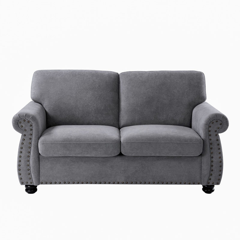 Soft Loveseat, Upholstered 2 Seater Couch, Loose Back Cushions And Turned Legs - R&R Furniture Gallery (Fountain Valley, CA)