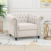 Nexuson - Upholstered Chesterfield Chair With Deep Tufted And Nailhead Trim - R&R Furniture Gallery (Fountain Valley, CA)