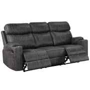 Hirah - Motion Sofa - Dark Gray Polish Microfiber - R&R Furniture Gallery (Fountain Valley, CA)
