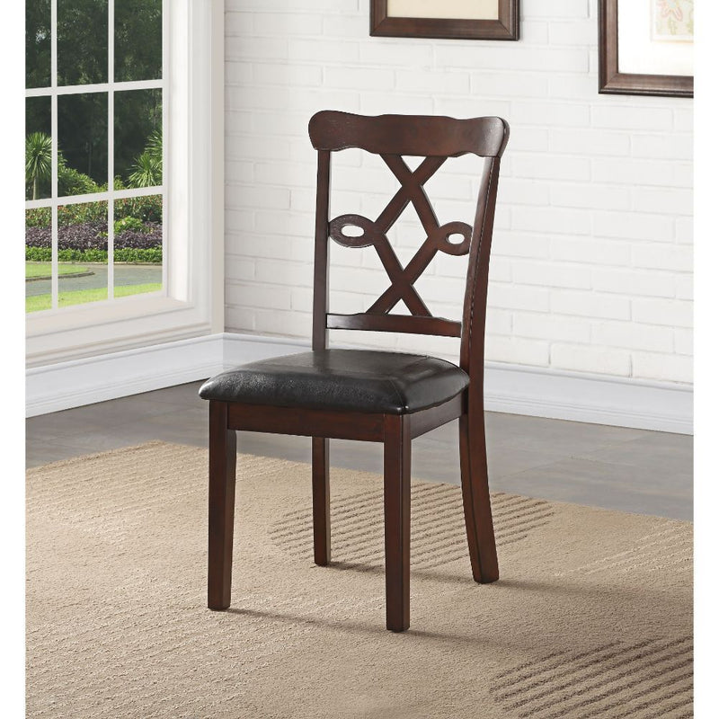 Ingeborg - 5 Piece Dining Set - Black Synthetic Leather & Espresso - R&R Furniture Gallery (Fountain Valley, CA)