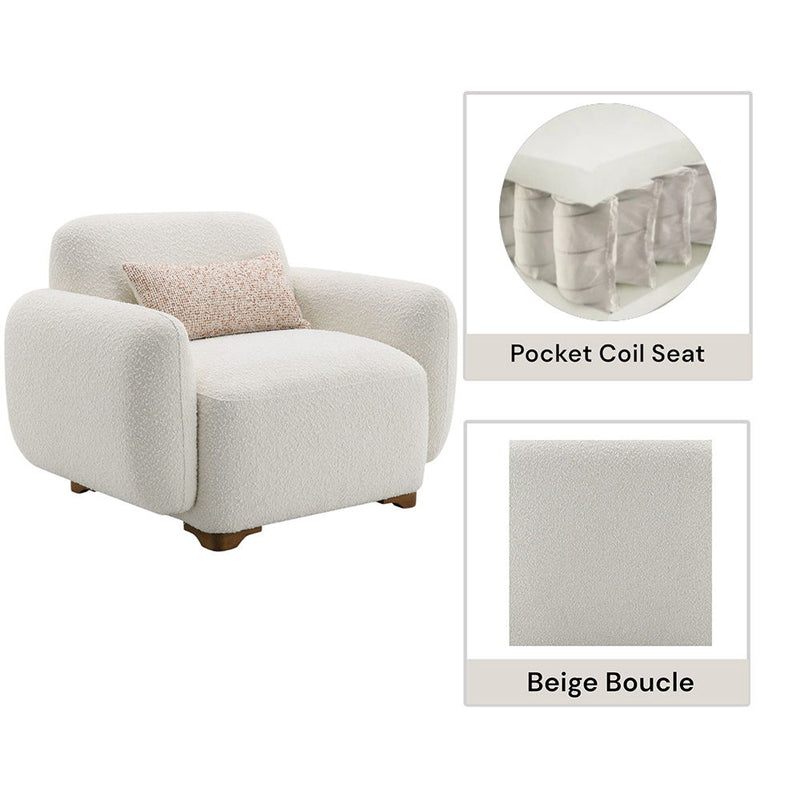 Darius - Chair With Pillow - Beige Boucle - R&R Furniture Gallery (Fountain Valley, CA)