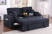 Cody II - 69.5"W Woven Fabric Convertible Sleeper Loveseat with Cup Holder - R&R Furniture Gallery (Fountain Valley, CA)