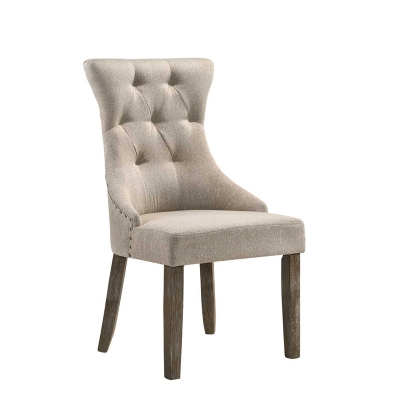 Gabrian - Side Chair (Set of 2) - Two-Tone Beige Fabric & Reclaimed Gray - R&R Furniture Gallery (Fountain Valley, CA)