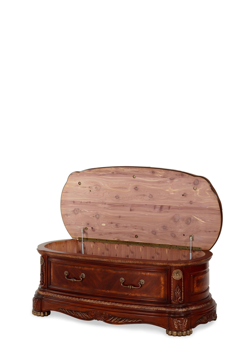 Cortina - Leather Bedside Bench - Honey Walnut - R&R Furniture Gallery (Fountain Valley, CA)