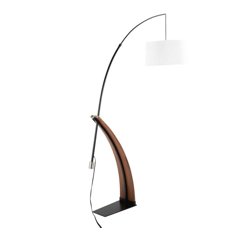 Lumi Source Robyn mid-century modern floor lamp with a sleek metal stand and adjustable arm, ideal for living room or office lighting.