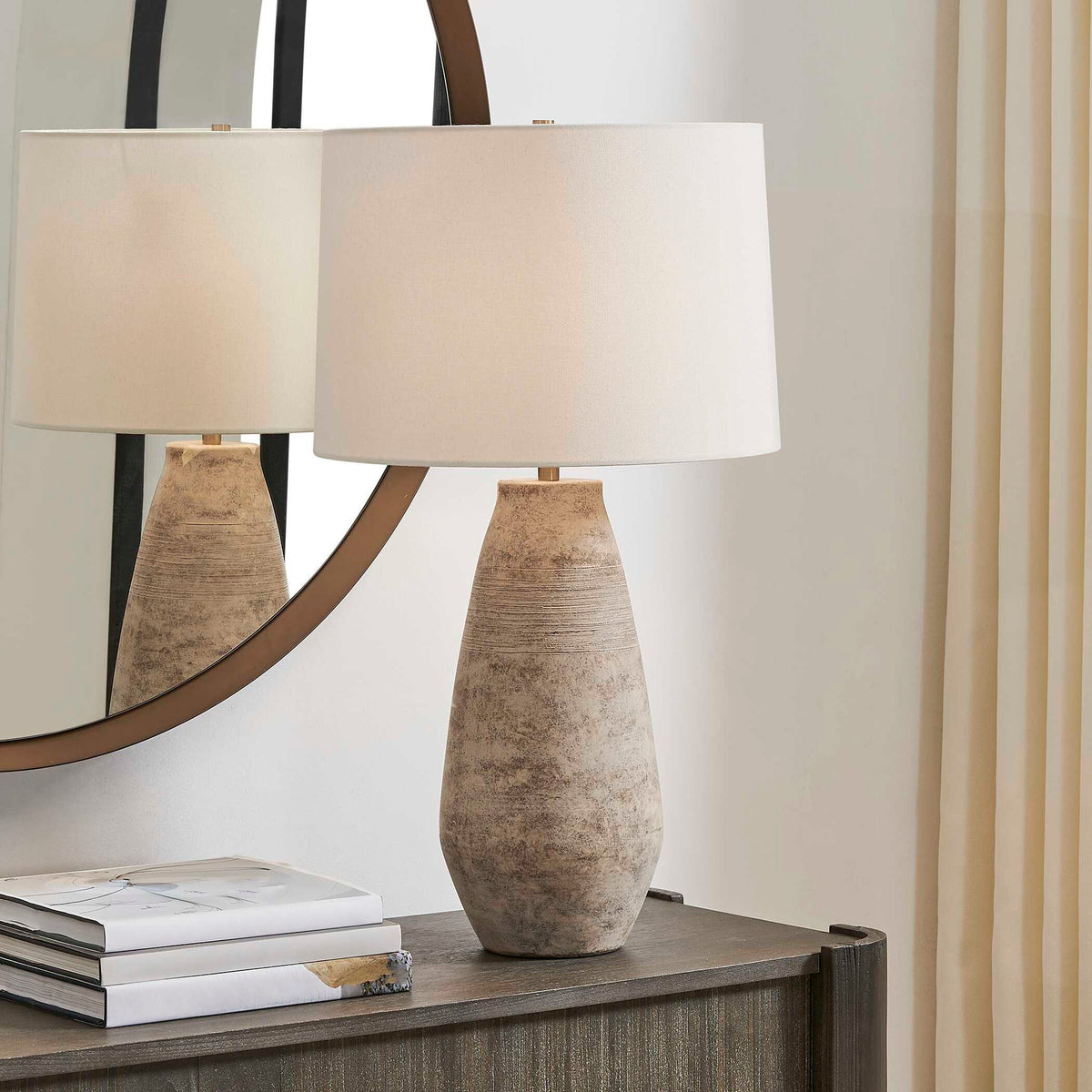 Dunford - Aged Table Lamp - Brown / Gray