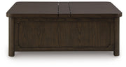 Breckington - Cocktail Table With Storage - Dark Brown - R&R Furniture Gallery (Fountain Valley, CA)