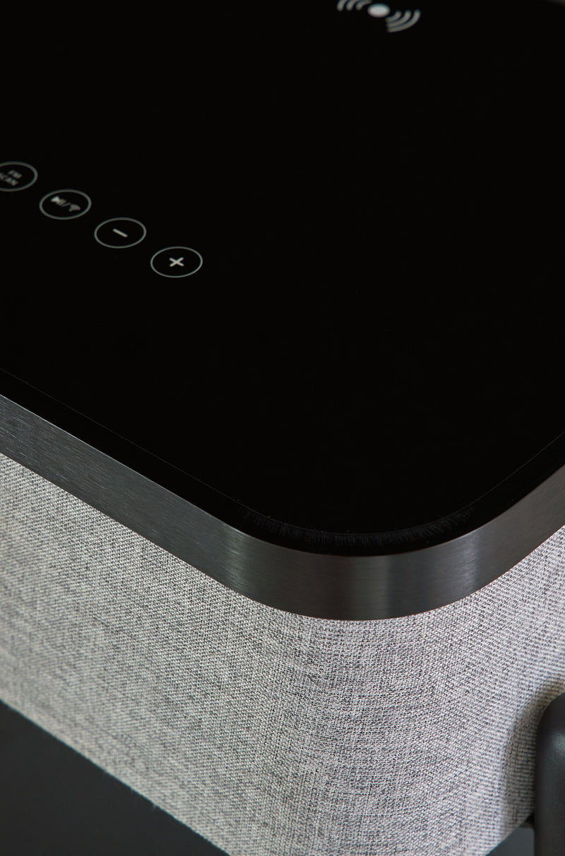 Jorvalee - Accent Table with Speaker - Gray / Black - R&R Furniture Gallery (Fountain Valley, CA)