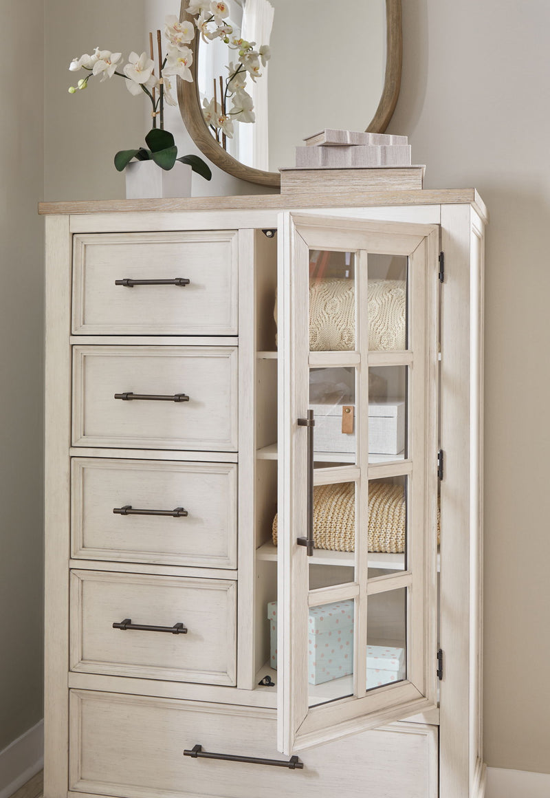 Shaybrock - Door Chest - Antique White / Brown - R&R Furniture Gallery (Fountain Valley, CA)