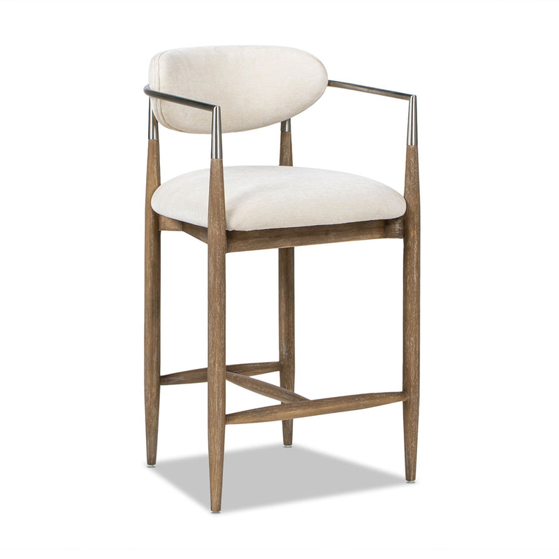 Artemis - Mixed Material Upholstered Counter Stool - Warm White - R&R Furniture Gallery (Fountain Valley, CA)