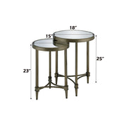 Aditya - Nesting Table - Mirrored & Antique Brass - R&R Furniture Gallery (Fountain Valley, CA)